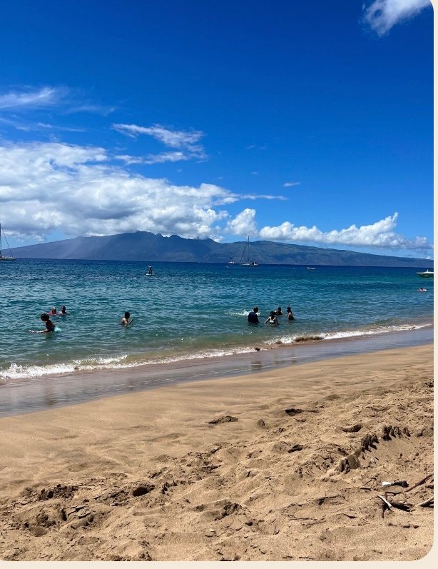 Molokai shoreline with blue water